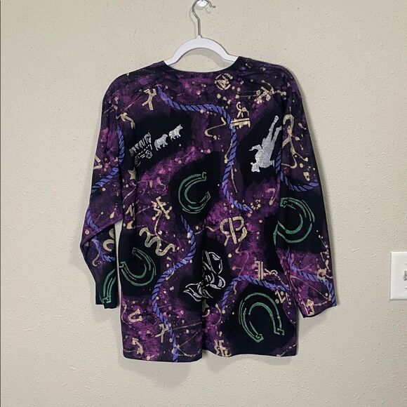 Vintage Western Colorful Graphic Top Horse Cowboy Made In USA Men/Unisex Large - Picture 7 of 14